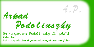 arpad podolinszky business card